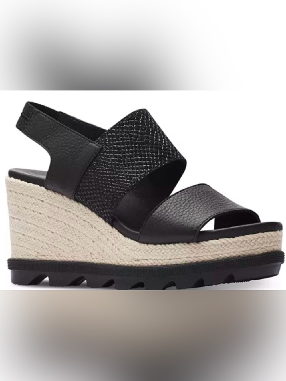 New Sorel Black Espadrille Platform Wedge Sandals Size 10.5 Retail $120